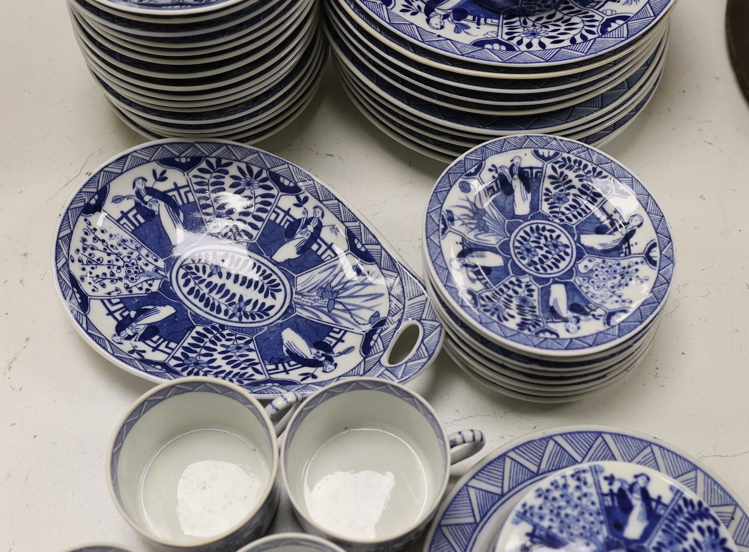 A Chinese style blue and white part coffee set